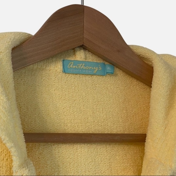 Chenille Hoodie Jacket Zip Front Loungewear Swim Cover Up Resort Butter Yellow - Picture 3 of 4